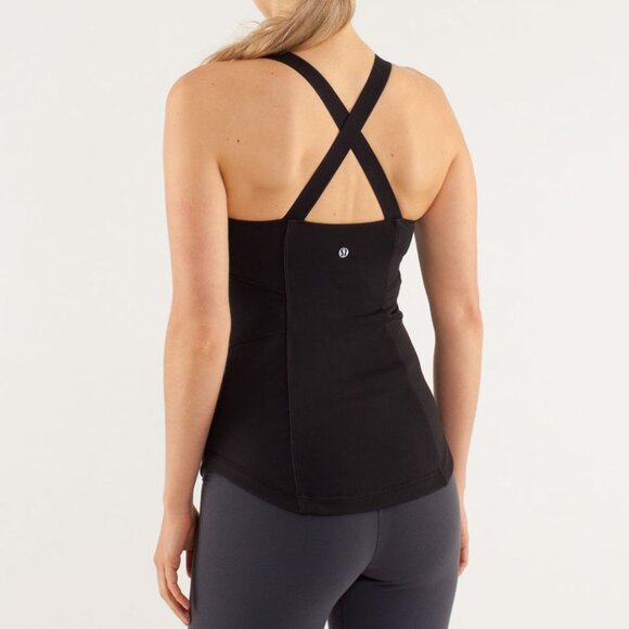lululemon athletica Tops - Lululemon Work It Out Tank Top Yoga Shelf Bra Stretch Sleeveless In Black